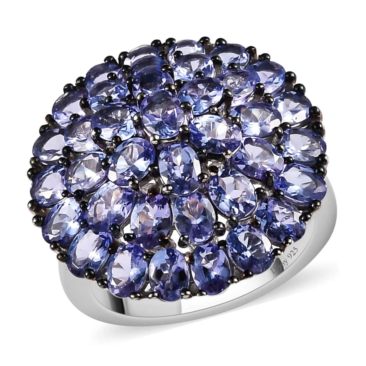 Tanzanite Floral Spray Ring In Platinum Over Sterling Silver 6.25 Ctw 3 Tanzanite Floral Spray Ring In Platinum Over Sterling Silver 6.25 Ctw