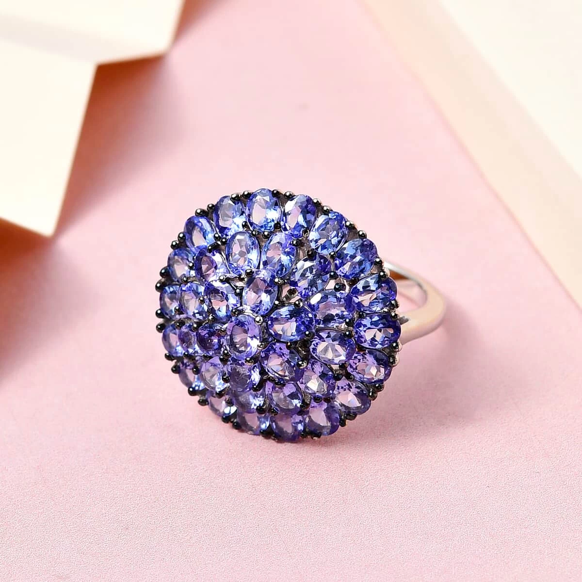 Tanzanite Floral Spray Ring In Platinum Over Sterling Silver 6.25 Ctw 4 Tanzanite Floral Spray Ring In Platinum Over Sterling Silver 6.25 Ctw - Image 2