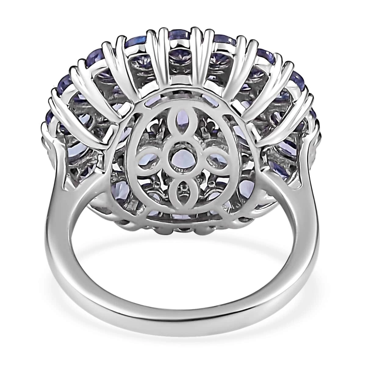Tanzanite Floral Spray Ring In Platinum Over Sterling Silver 6.25 Ctw 7 Tanzanite Floral Spray Ring In Platinum Over Sterling Silver 6.25 Ctw - Image 5