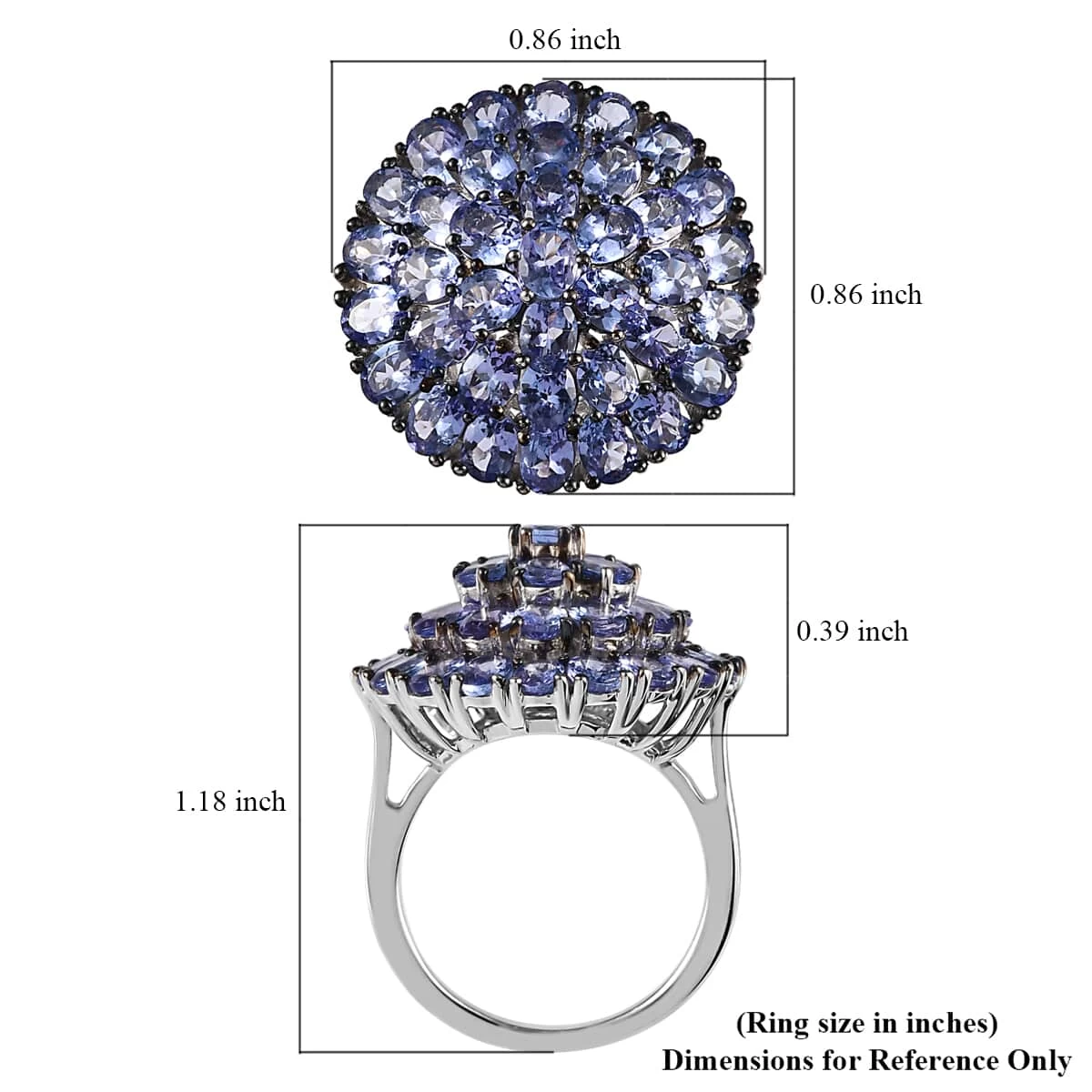 Tanzanite Floral Spray Ring In Platinum Over Sterling Silver 6.25 Ctw 8 Tanzanite Floral Spray Ring In Platinum Over Sterling Silver 6.25 Ctw - Image 6