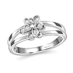 Polki Diamond Ring, Flower Ring, Floral Jewelry, Silver Floral Ring, Sterling Silver Ring 0.25 Ctw