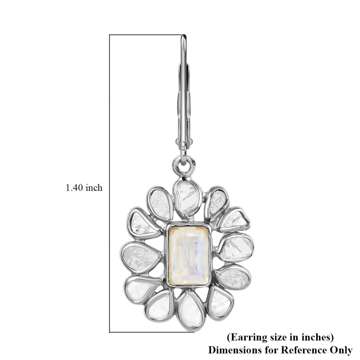 Doorbuster White Moonstone And Polki Diamond Flower Earrings In Sterling Silver 2.00 Ctw 7 Doorbuster White Moonstone And Polki Diamond Flower Earrings In Sterling Silver 2.00 Ctw - Image 5