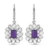 Amethyst Earrings, Polki Diamond Accent Earrings, Flower Earrings, Floral Earrings, Sterling Silver Earrings, Drop Earrings, Lever Back Earrings 2.00 Ctw -Jewelry store 7260464