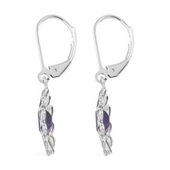 Amethyst Earrings, Polki Diamond Accent Earrings, Flower Earrings, Floral Earrings, Sterling Silver Earrings, Drop Earrings, Lever Back Earrings 2.00 Ctw 10 Amethyst Earrings, Polki Diamond Accent Earrings, Flower Earrings, Floral Earrings, Sterling Silver Earrings, Drop Earrings, Lever Back Earrings 2.00 Ctw -Jewelry store 7260464 3