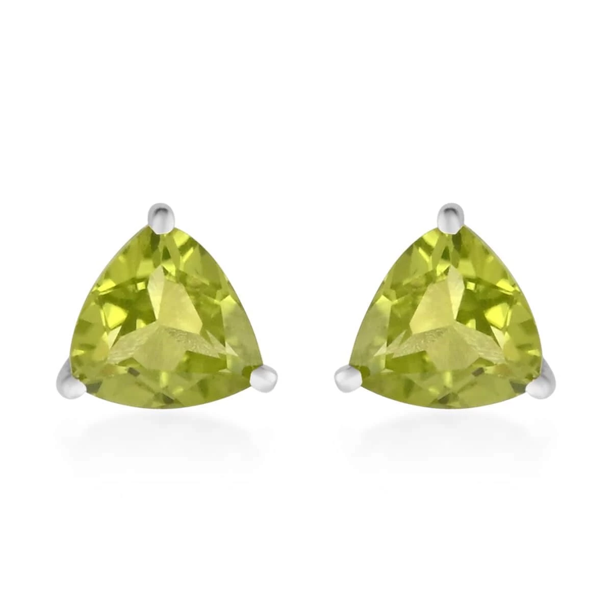 Peridot Solitaire Stud Earrings In Sterling Silver 1.15 Ctw 3 Peridot Solitaire Stud Earrings In Sterling Silver 1.15 Ctw
