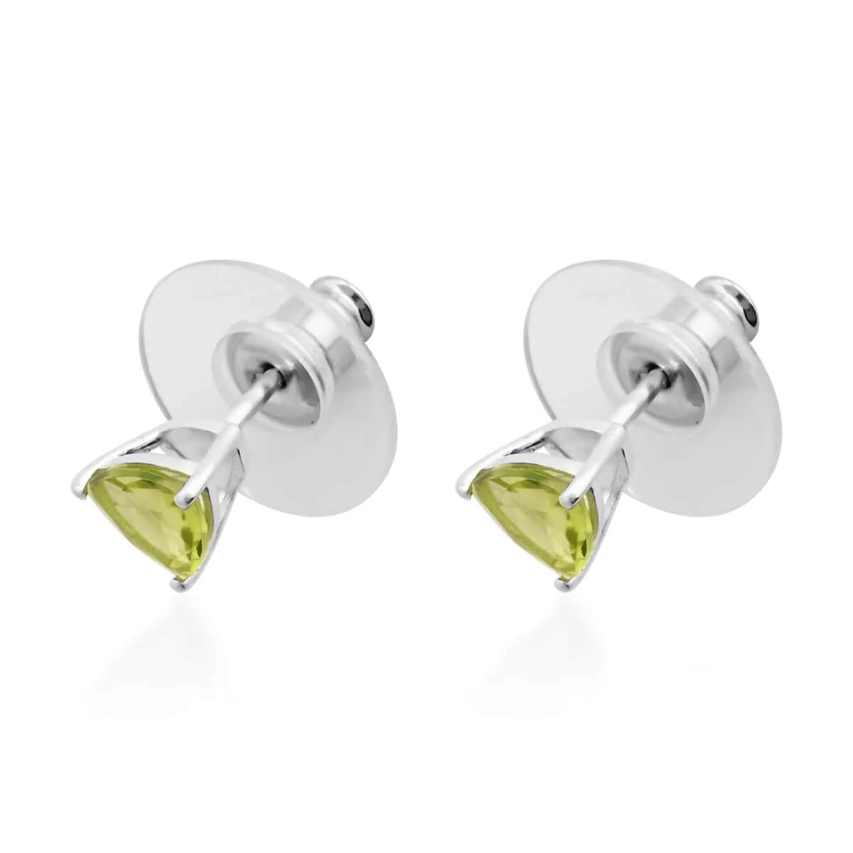Peridot Solitaire Stud Earrings In Sterling Silver 1.15 Ctw 6 Peridot Solitaire Stud Earrings In Sterling Silver 1.15 Ctw - Image 4