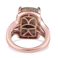 Premium Zimbaprase, Natural Champagne And White Diamond Ring In Vermeil Rose Gold Over Sterling Silver 12.35 Ctw -Jewelry store 7262481 4