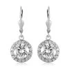 Moissanite Lever Back Earrings In Platinum Over Sterling Silver 4.10 Ctw -Jewelry store 7263498