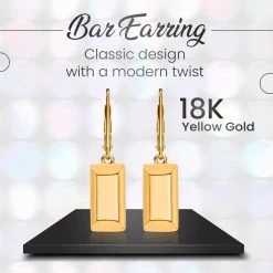 Iliana 18K Yellow Gold Bar Earrings| Gold Lever Back Earrings| Gold Jewelry For Her -Jewelry store 7263706 2