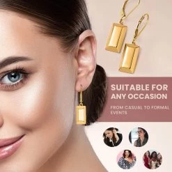 Iliana 18K Yellow Gold Bar Earrings| Gold Lever Back Earrings| Gold Jewelry For Her -Jewelry store 7263706 3