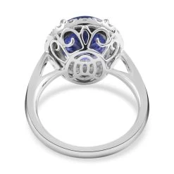 Doorbuster Red Carpet Collection Certified & Appraised RHAPSODY 950 Platinum AAAA Tanzanite And E-F VS Diamond Halo Ring 8 Grams 6.40 Ctw -Jewelry store 7263838 4