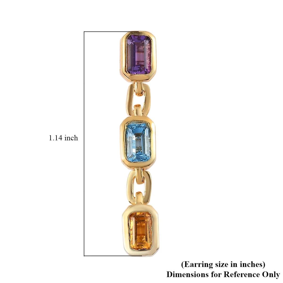 Multi Gemstone Dangling Earrings In Vermeil Yellow Gold Over Sterling Silver 1.90 Ctw 7 Multi Gemstone Dangling Earrings In Vermeil Yellow Gold Over Sterling Silver 1.90 Ctw - Image 5