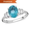 LUXORO 10K White Gold AAA Madagascar Paraiba Apatite And Diamond Ring 2 Grams 1.65 Ctw -Jewelry store 7264564