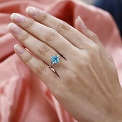 LUXORO 10K White Gold AAA Madagascar Paraiba Apatite And Diamond Ring 2 Grams 1.65 Ctw 10 LUXORO 10K White Gold AAA Madagascar Paraiba Apatite And Diamond Ring 2 Grams 1.65 Ctw -Jewelry store 7264564 2