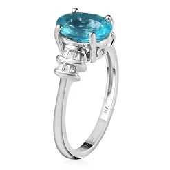 LUXORO 10K White Gold AAA Madagascar Paraiba Apatite And Diamond Ring 2 Grams 1.65 Ctw 11 LUXORO 10K White Gold AAA Madagascar Paraiba Apatite And Diamond Ring 2 Grams 1.65 Ctw -Jewelry store 7264564 3