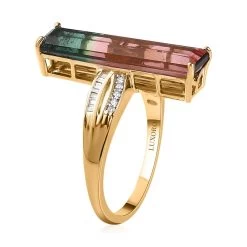 Luxoro 14K Yellow Gold Premium Bi-Color Tourmaline And G-H I2 Diamond Ring 5.75 Ctw 11 Luxoro 14K Yellow Gold Premium Bi-Color Tourmaline And G-H I2 Diamond Ring 5.75 Ctw -Jewelry store 7265058 3