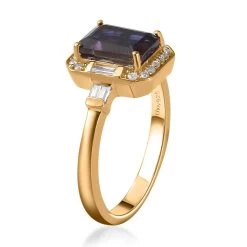 Catalina Iolite And Moissanite Ring In Vermeil Yellow Gold Over Sterling Silver 2.15 Ctw -Jewelry store 7266787 3