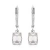 Emerald Cut Moissanite Lever Back Earrings In Platinum Over Sterling Silver 2.10 Ctw -Jewelry store 7266889