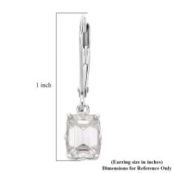 Emerald Cut Moissanite Lever Back Earrings In Platinum Over Sterling Silver 2.10 Ctw -Jewelry store 7266889 4