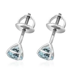 Certified Iliana 18K White Gold AAA Santa Maria Aquamarine Stud Earrings 1.00 Ctw -Jewelry store 7267573 2