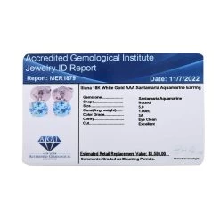 Certified Iliana 18K White Gold AAA Santa Maria Aquamarine Stud Earrings 1.00 Ctw -Jewelry store 7267573 4