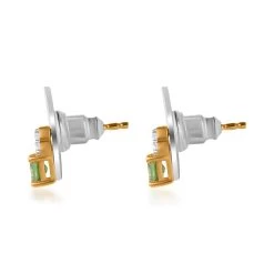 Premium Natural Tsavorite Garnet And Natural White Zircon Earrings In Vermeil Yellow Gold Over Sterling Silver 0.50 Ctw -Jewelry store 7267770 3