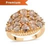 Rose Cut Natural Champagne Diamond Cluster Ring In Vermeil Yellow Gold Over Sterling Silver 3.50 Ctw