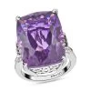 Amethyst, Natural Champagne And White Diamond Ring In Platinum Over Sterling Silver 21.90 Ctw -Jewelry store 7270322