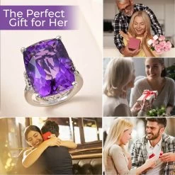 Amethyst, Natural Champagne And White Diamond Ring In Platinum Over Sterling Silver 21.90 Ctw -Jewelry store 7270322 4