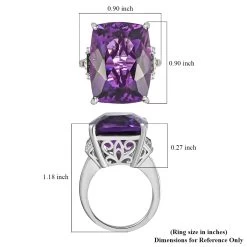 Amethyst, Natural Champagne And White Diamond Ring In Platinum Over Sterling Silver 21.90 Ctw -Jewelry store 7270322 6