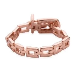 White Zircon Belt Ring,Adjustable Unisex Ring 14K RG Over Sterling Silver (Size 5-10) 0.20 Ctw -Jewelry store 7271506 4