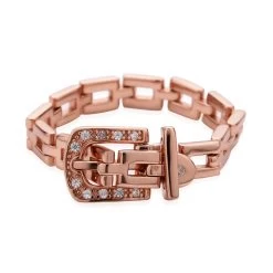 White Zircon Belt Ring,Adjustable Unisex Ring 14K RG Over Sterling Silver (Size 5-10) 0.20 Ctw -Jewelry store 7271506 5