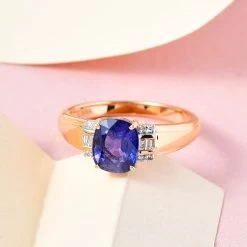 ILIANA 18K Yellow Gold AAA Tanzanian Color Change Sapphire And GH SI Diamond Ring 4.8 Grams 2.20 Ctw -Jewelry store 7271521 1