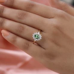 LUXORO 10K Yellow Gold Premium Natural Tsavorite Garnet And Moissanite Sunburst Ring 2.15 Grams 1.25 Ctw 10 LUXORO 10K Yellow Gold Premium Natural Tsavorite Garnet And Moissanite Sunburst Ring 2.15 Grams 1.25 Ctw -Jewelry store 7272382 2