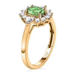 LUXORO 10K Yellow Gold Premium Natural Tsavorite Garnet And Moissanite Sunburst Ring 2.15 Grams 1.25 Ctw 11 LUXORO 10K Yellow Gold Premium Natural Tsavorite Garnet And Moissanite Sunburst Ring 2.15 Grams 1.25 Ctw -Jewelry store 7272382 3