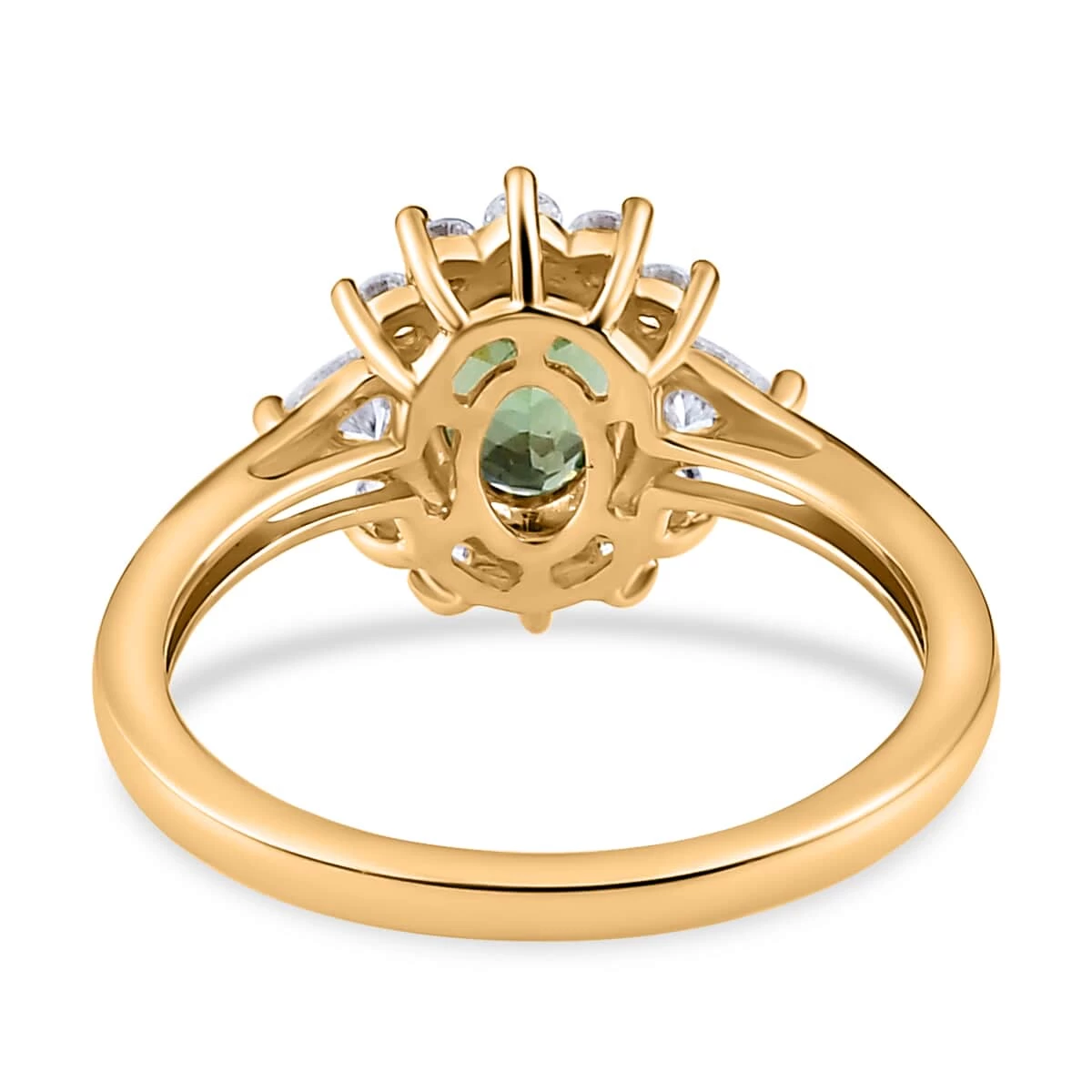 LUXORO 10K Yellow Gold Premium Natural Tsavorite Garnet And Moissanite Sunburst Ring 2.15 Grams 1.25 Ctw 7 LUXORO 10K Yellow Gold Premium Natural Tsavorite Garnet And Moissanite Sunburst Ring 2.15 Grams 1.25 Ctw - Image 5
