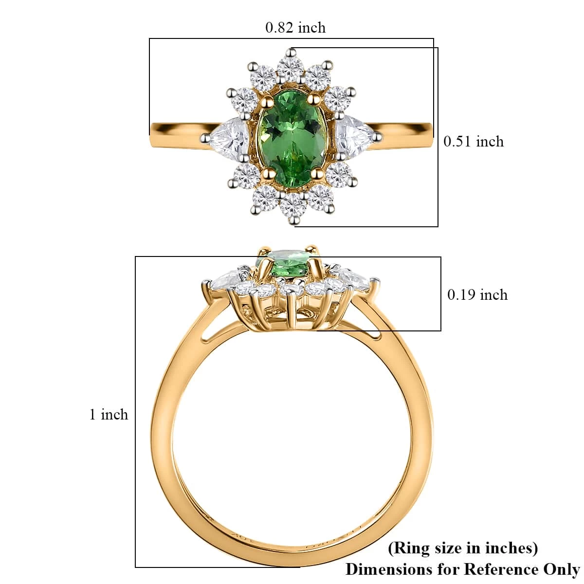 LUXORO 10K Yellow Gold Premium Natural Tsavorite Garnet And Moissanite Sunburst Ring 2.15 Grams 1.25 Ctw 8 LUXORO 10K Yellow Gold Premium Natural Tsavorite Garnet And Moissanite Sunburst Ring 2.15 Grams 1.25 Ctw - Image 6