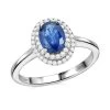 Certified & Appraised ILIANA 18K White Gold AAA Madagascar Blue Sapphire, Diamond (G-H, SI) (0.21 Cts) Double Halo Ring (3.50 G) 1.05 Ctw -Jewelry store 7272415
