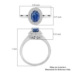 Certified & Appraised ILIANA 18K White Gold AAA Madagascar Blue Sapphire, Diamond (G-H, SI) (0.21 Cts) Double Halo Ring (3.50 G) 1.05 Ctw -Jewelry store 7272415 5