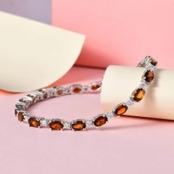 Tanzanian Golden Tourmaline And Moissanite Bracelet In Platinum Over Sterling Silver (7.25 In) 9.75 Ctw -Jewelry store 7272648 1