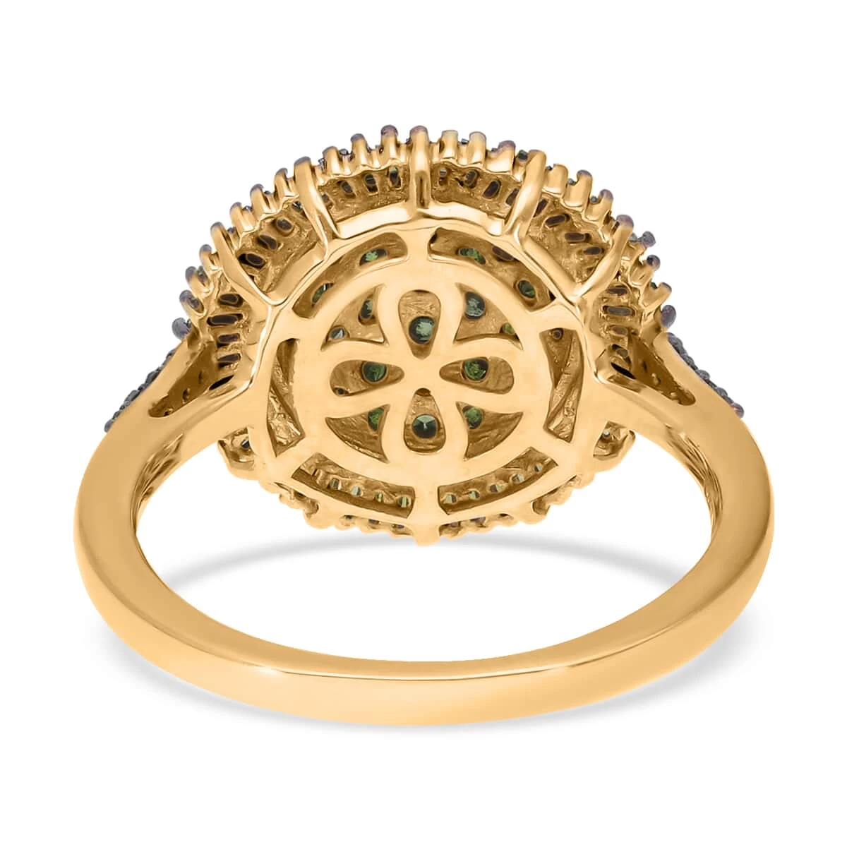 Green Diamond Cocktail Ring In Vermeil Yellow Gold Over Sterling Silver 1.00 Ctw 7 Green Diamond Cocktail Ring In Vermeil Yellow Gold Over Sterling Silver 1.00 Ctw - Image 5