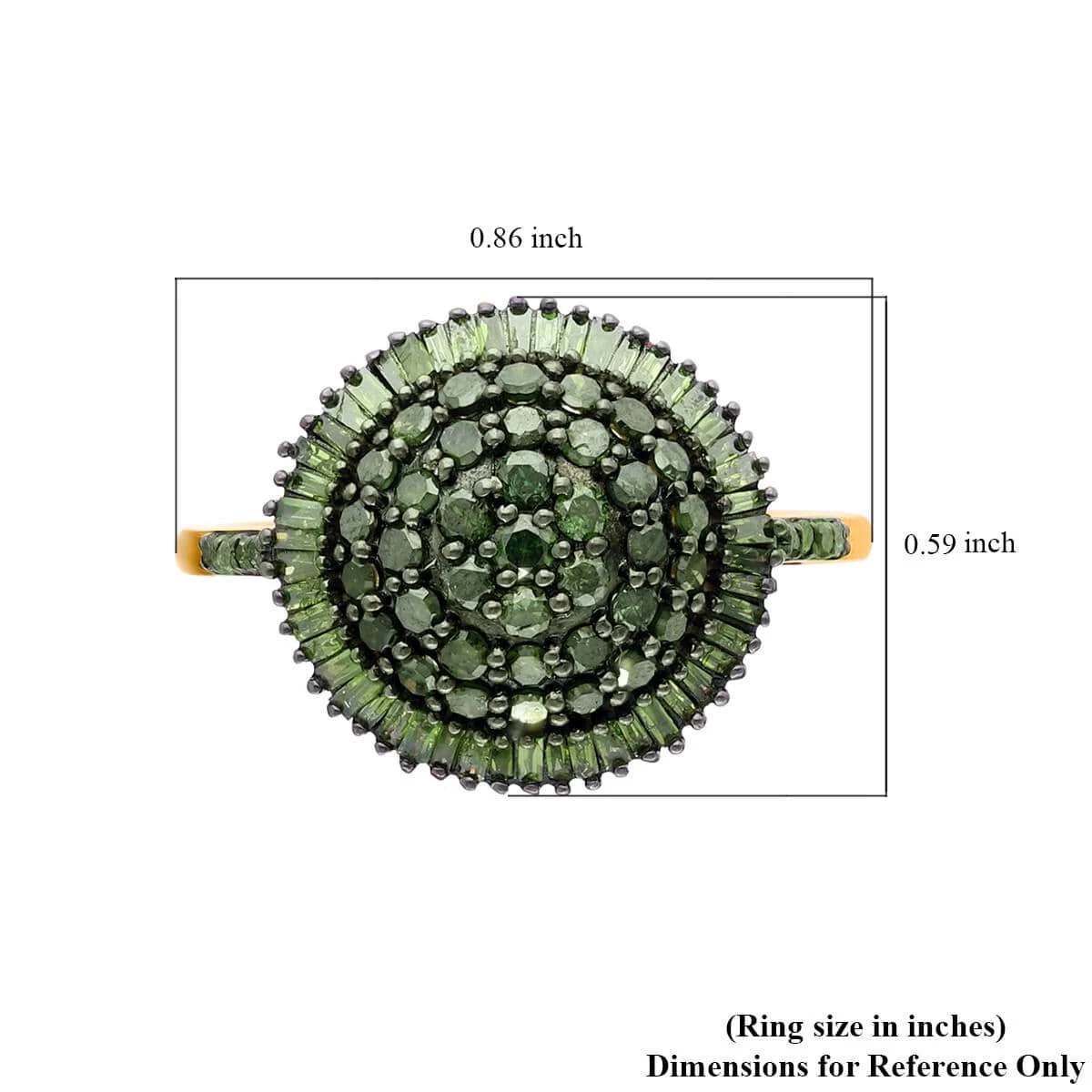 Green Diamond Cocktail Ring In Vermeil Yellow Gold Over Sterling Silver 1.00 Ctw 8 Green Diamond Cocktail Ring In Vermeil Yellow Gold Over Sterling Silver 1.00 Ctw - Image 6