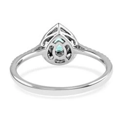 Doorbuster Certified & Appraised RHAPSODY 950 Platinum AAAA Paraiba Tourmaline And E-F VS Diamond Double Halo Ring 4.25 Grams 0.60 Ctw -Jewelry store 7273107 4