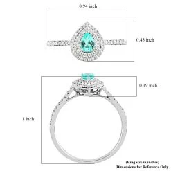 Doorbuster Certified & Appraised RHAPSODY 950 Platinum AAAA Paraiba Tourmaline And E-F VS Diamond Double Halo Ring 4.25 Grams 0.60 Ctw -Jewelry store 7273107 5
