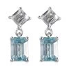 Premium Cambodian Blue Zircon And White Topaz Dangling Earrings In Platinum Over Sterling Silver 4.00 Ctw -Jewelry store 7273753