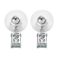 Premium Cambodian Blue Zircon And White Topaz Dangling Earrings In Platinum Over Sterling Silver 4.00 Ctw -Jewelry store 7273753 3