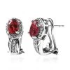 Lab Created Padparadscha Sapphire And White Zircon Omega Clip Earrings In Platinum Over Sterling Silver 2.60 Ctw -Jewelry store 7275595