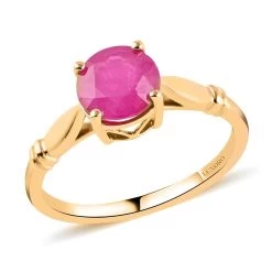 Doorbuster LUXORO 14K Yellow Gold AAA Mozambique Ruby Solitaire Ring 2.40 Grams 1.50 Ctw