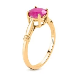 Doorbuster LUXORO 14K Yellow Gold AAA Mozambique Ruby Solitaire Ring 2.40 Grams 1.50 Ctw -Jewelry store 7275729 3