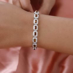 Premium Tanzanian Golden Tourmaline Bracelet, Platinum Over Sterling Silver Bracelet, Tourmaline Bracelet, Birthday Gifts For Her (7.25 In) 5.40 Ctw -Jewelry store 7278557 2